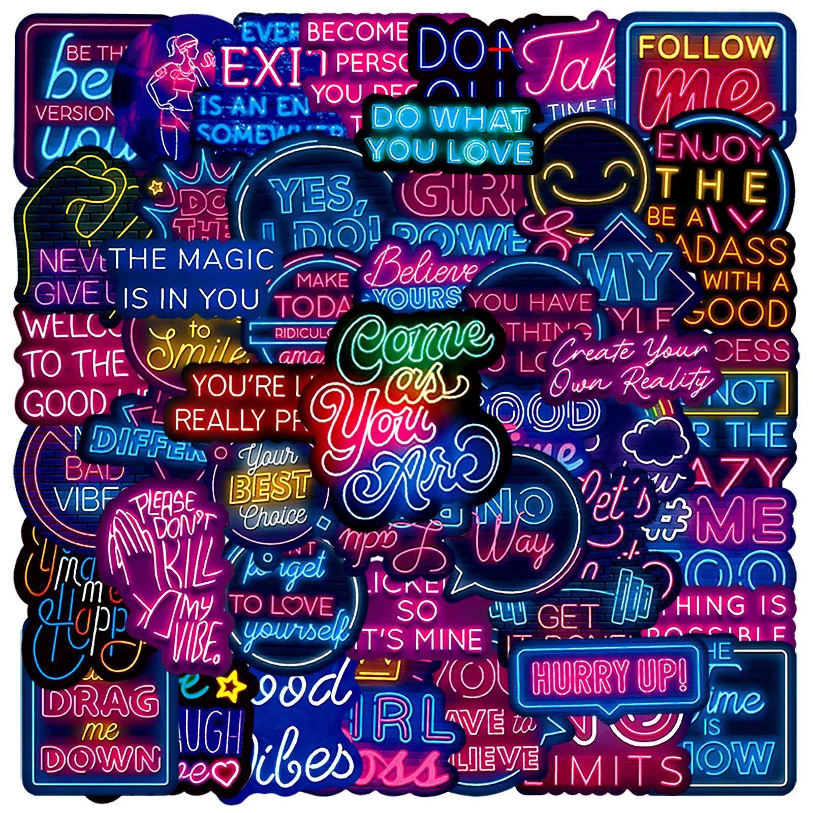 Phone Cases Quotes - 50pcs Neon Inspirational Text Quotes Watercolor