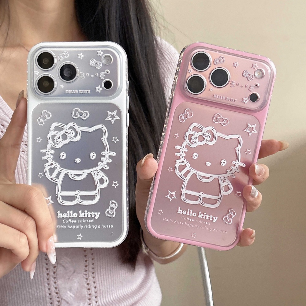 Phone Cases That Cover The Camera - Cute Cartoon Pink Silver Bottom Star