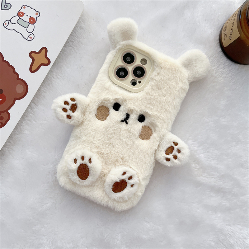 Korean 3D Cartoon Bear Fluffy  - Phone Cases Iphone 13 のレビューと価格