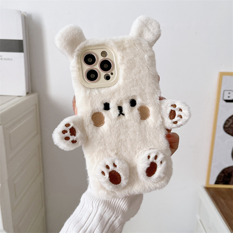 Korean 3D Cartoon Bear Fluffy  - Phone Cases Iphone 13 のレビューと価格