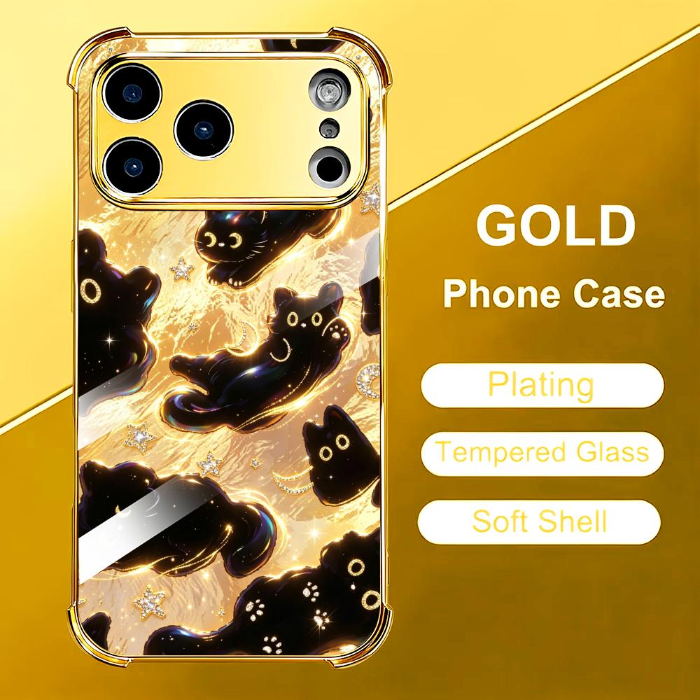 Premium Golden Black Cat glass - Phone Cases Rhode のレビューと価格