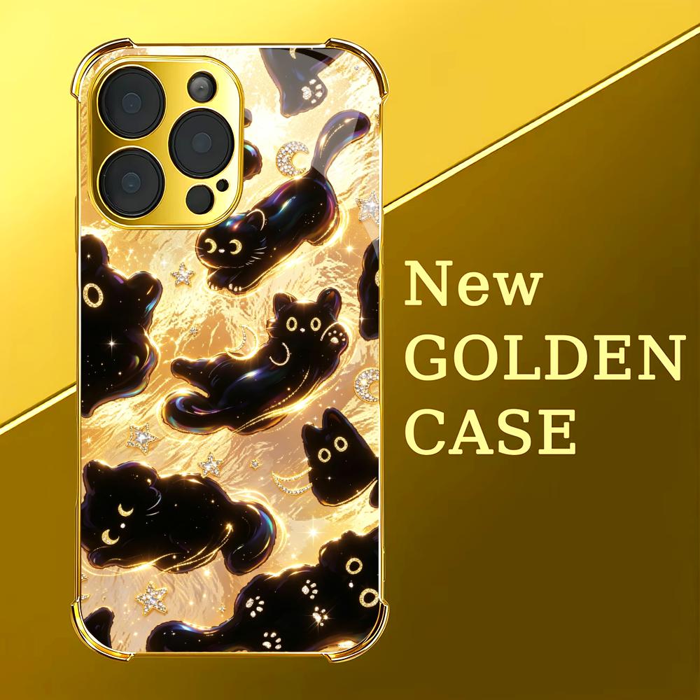 Premium Golden Black Cat glass - Phone Cases Rhode のレビューと価格