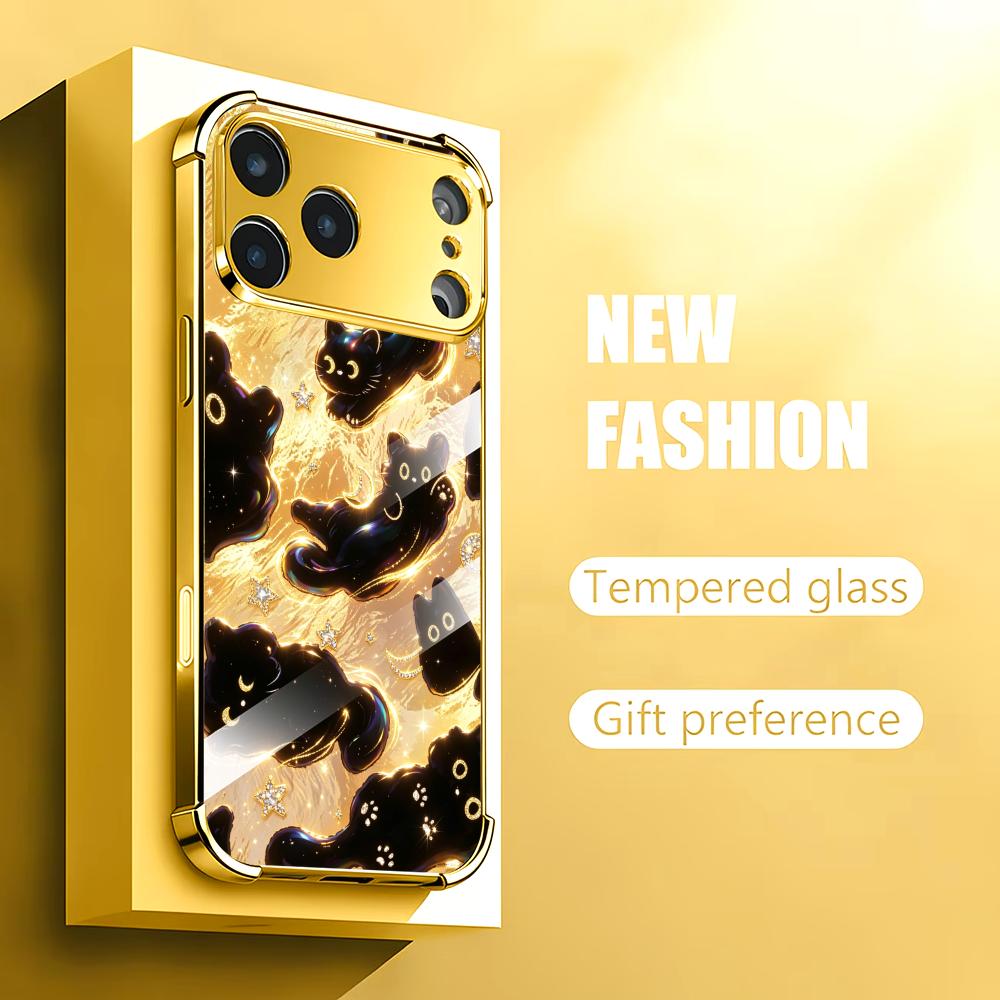 Premium Golden Black Cat glass - Phone Cases Rhode のレビューと価格