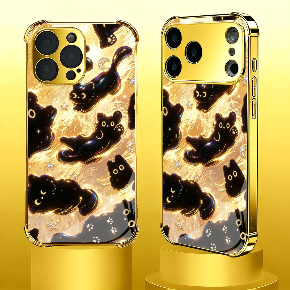Premium Golden Black Cat glass - Phone Cases Rhode のレビューと価格