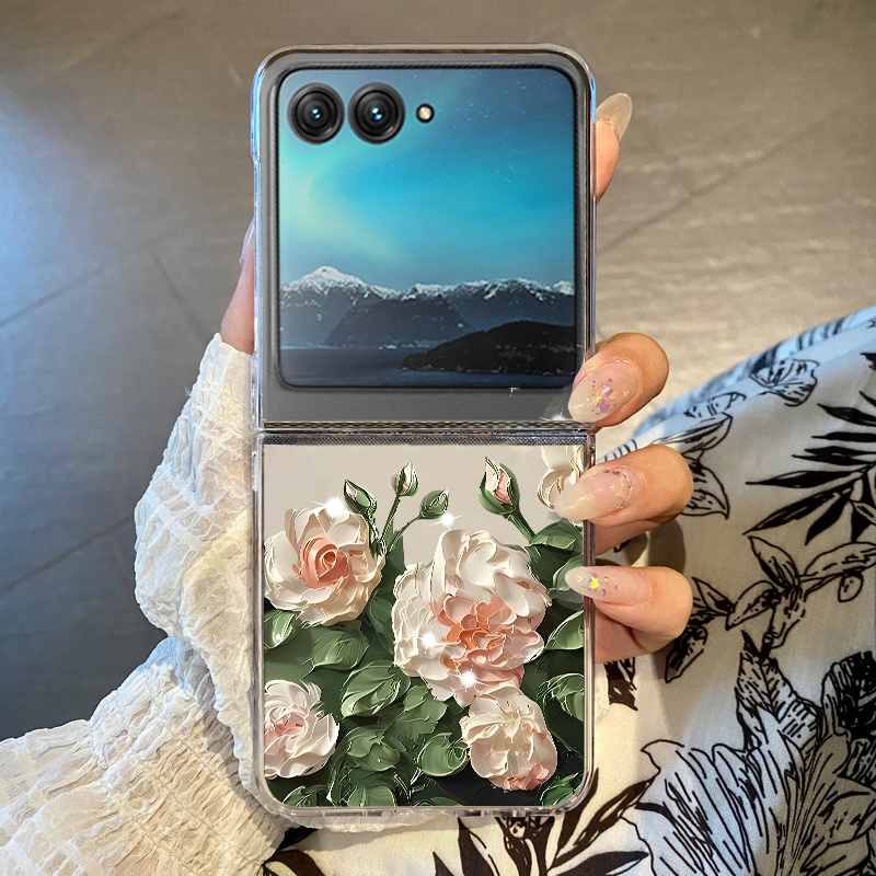 White Flowers Pattern Phone Ca - Phone Cases Motorola のレビューと価格