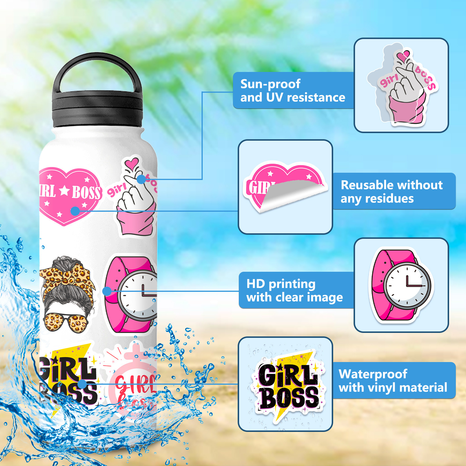 50pcs Cute Girl Boss Stickers  - Phone Cases Quotes のレビューと価格