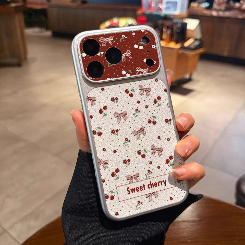 Sweet Cherry Bow Leather Phone - Phone Cases That Cover The Camera のレビューと価格
