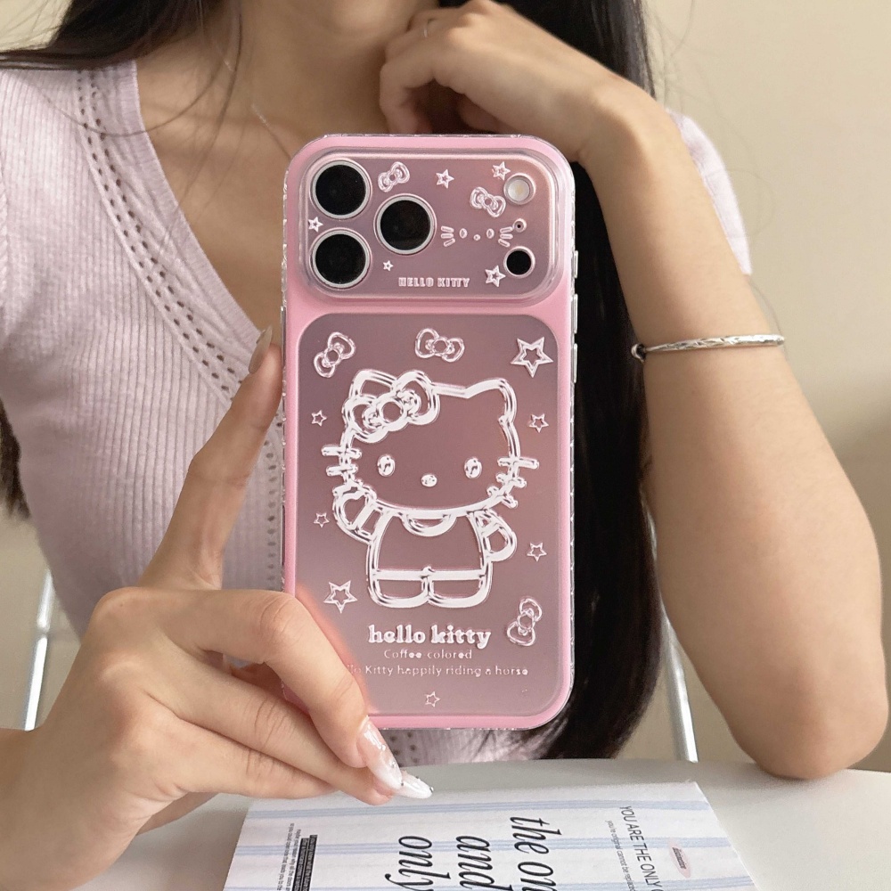Cute Cartoon Pink Silver Botto - Phone Cases That Cover The Camera のレビューと価格