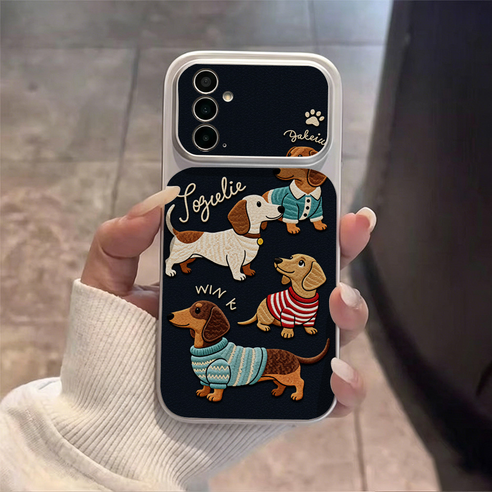 Cartoon Puppy Leather Phone Ca - Phone Cases That Cover The Camera のレビューと価格