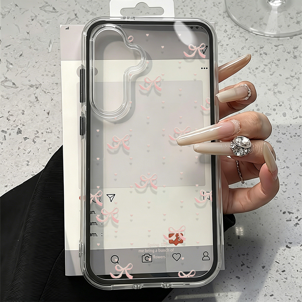 Cute Pink Bow Soft Phone Case  - Phone Cases That Cover The Camera のレビューと価格