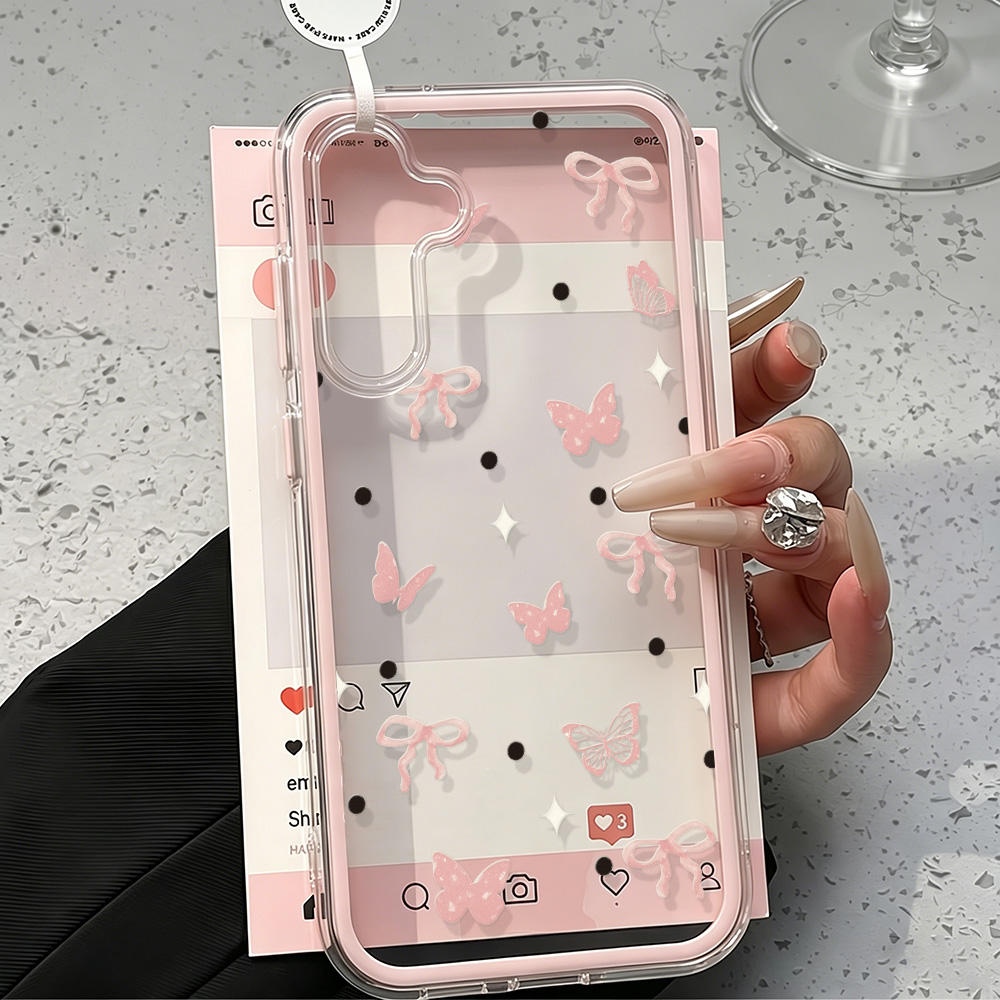 Cute Pink Bow Soft Phone Case  - Phone Cases That Cover The Camera のレビューと価格