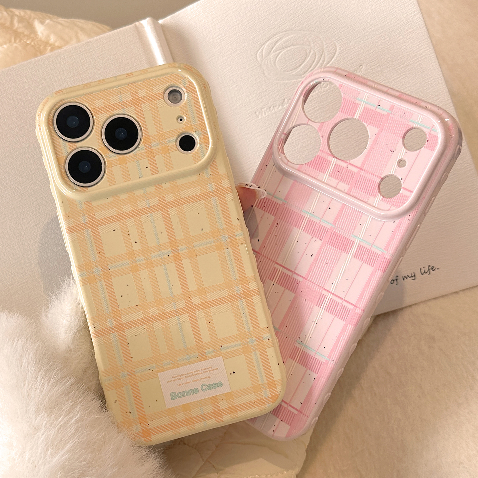Korean Splashed ink Grid Patte - Phone Cases That Cover The Camera のレビューと価格
