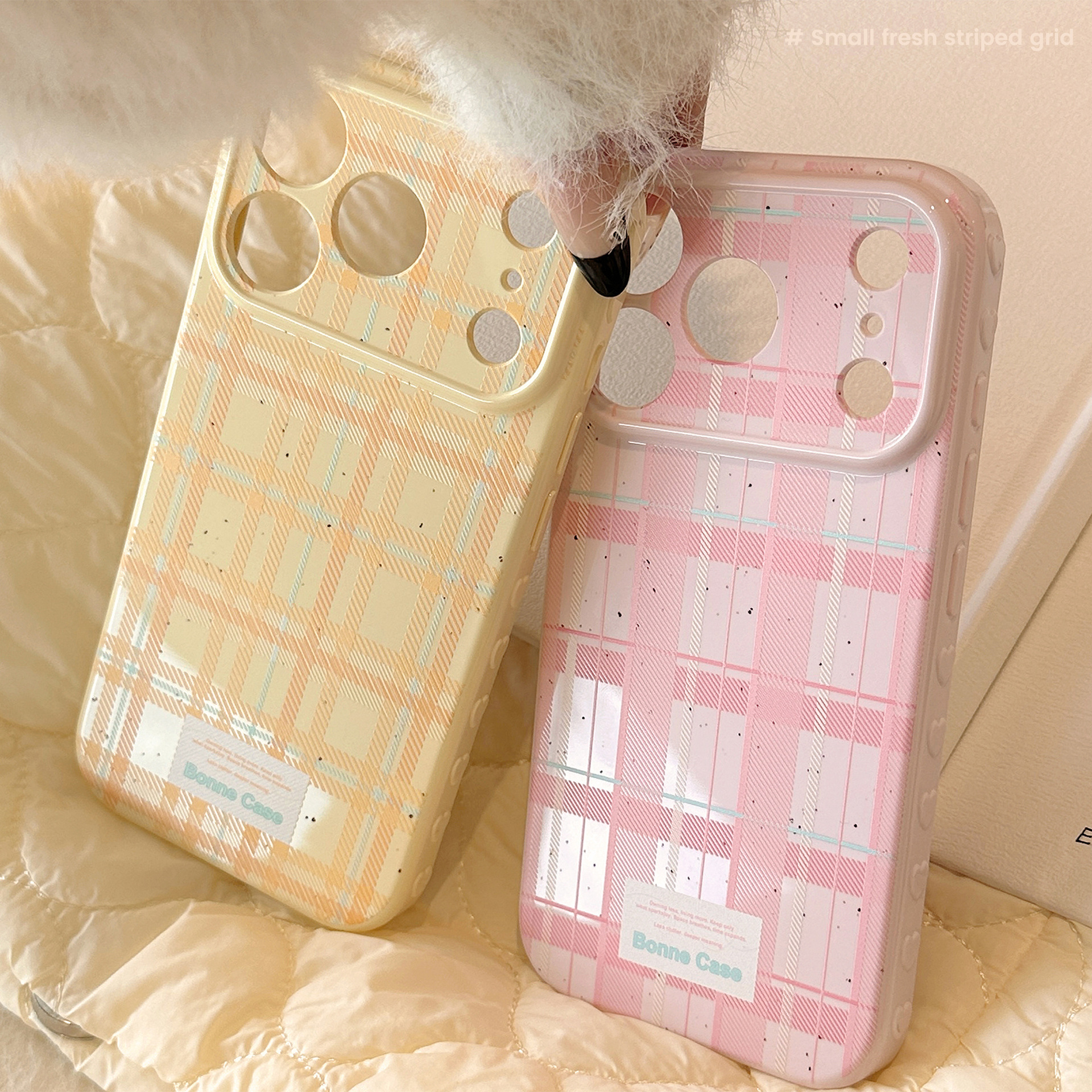Korean Splashed ink Grid Patte - Phone Cases That Cover The Camera のレビューと価格