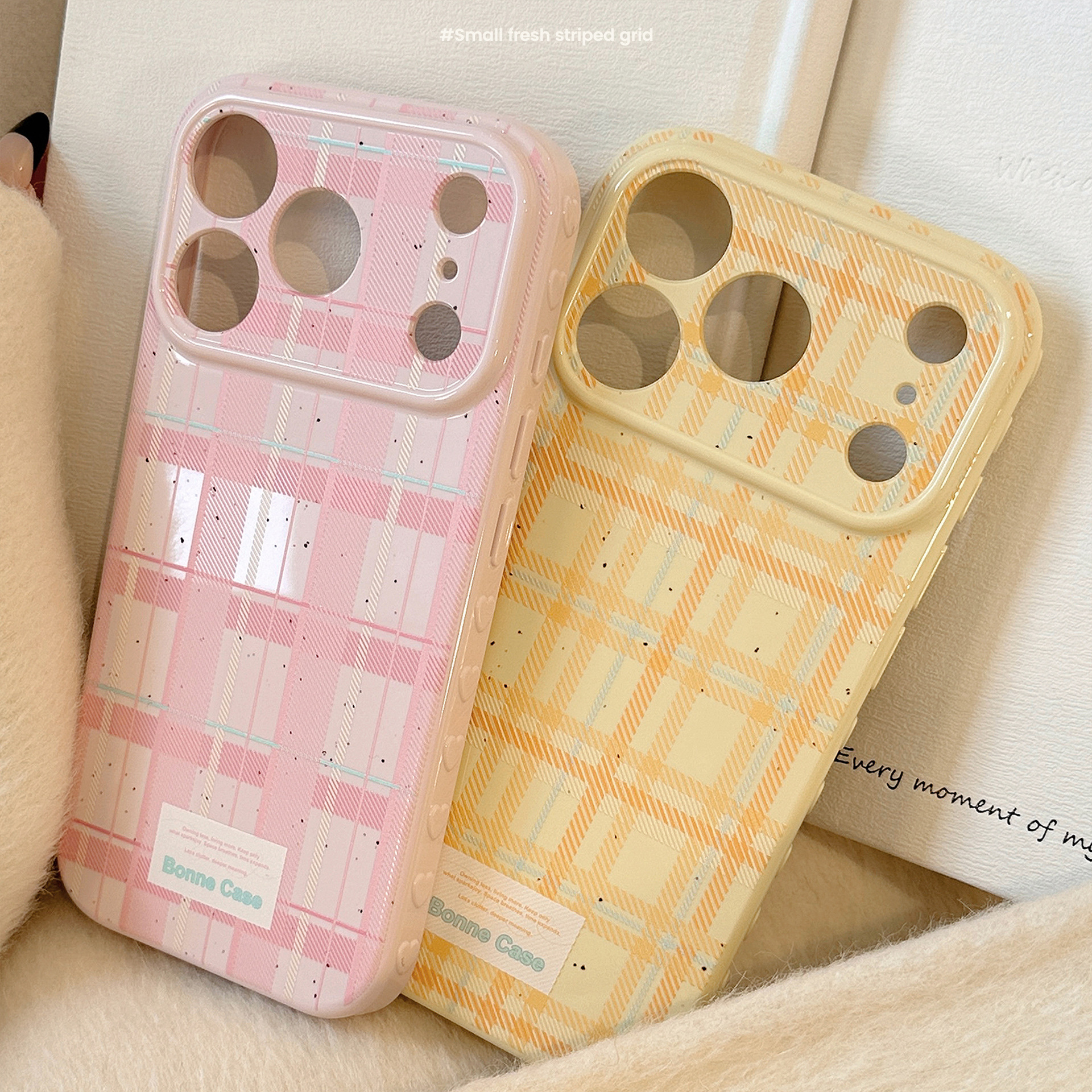 Korean Splashed ink Grid Patte - Phone Cases That Cover The Camera のレビューと価格