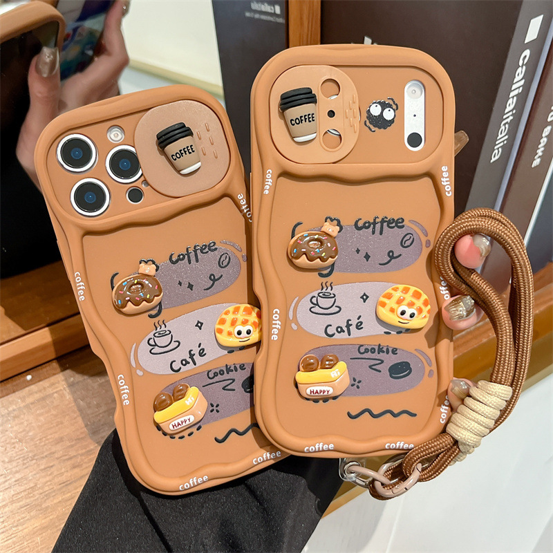 3D Cartoon Bread With Wrist St - Phone Cases That Cover The Camera のレビューと価格