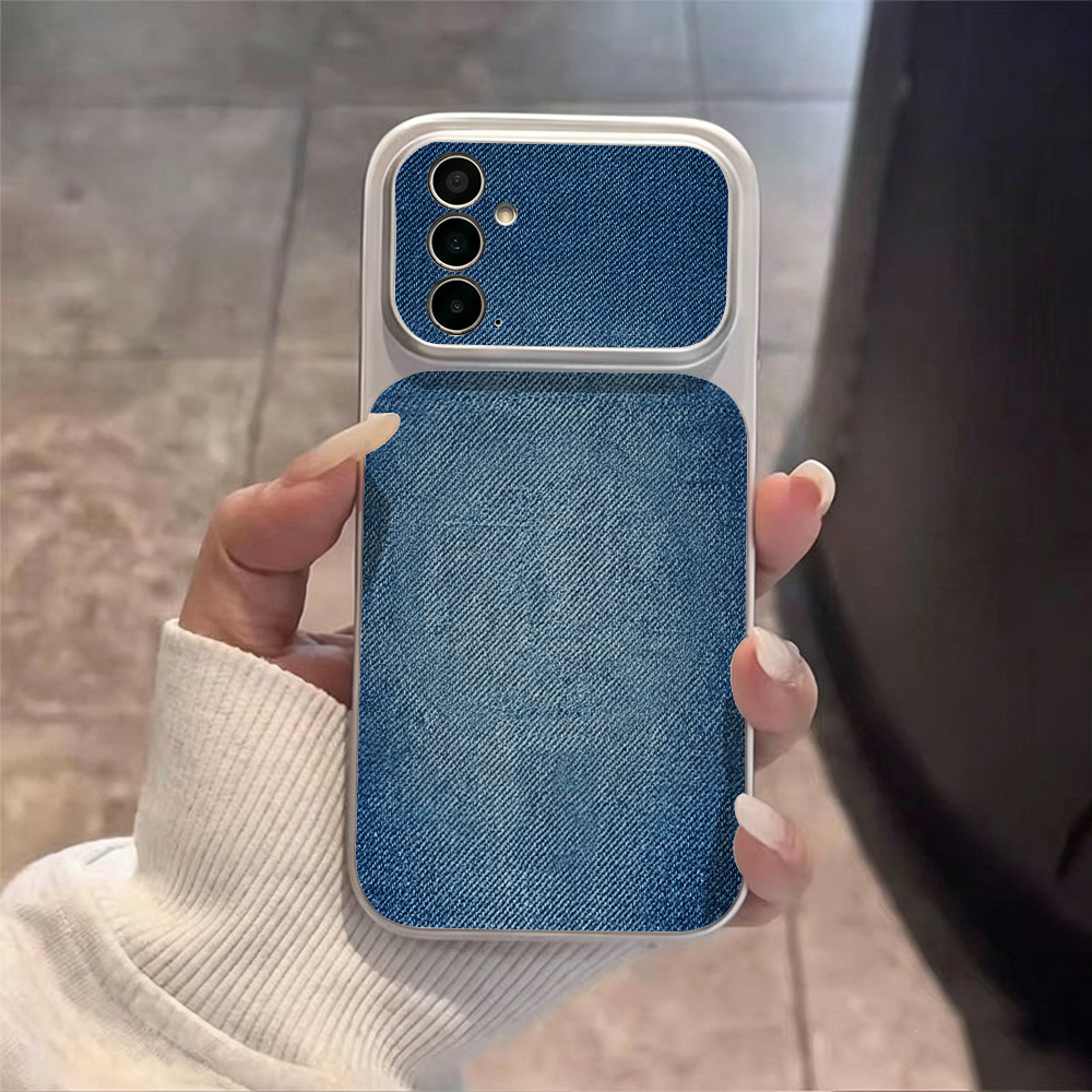 Retro Blue Denim PU Leather Ph - Phone Cases That Cover The Camera のレビューと価格