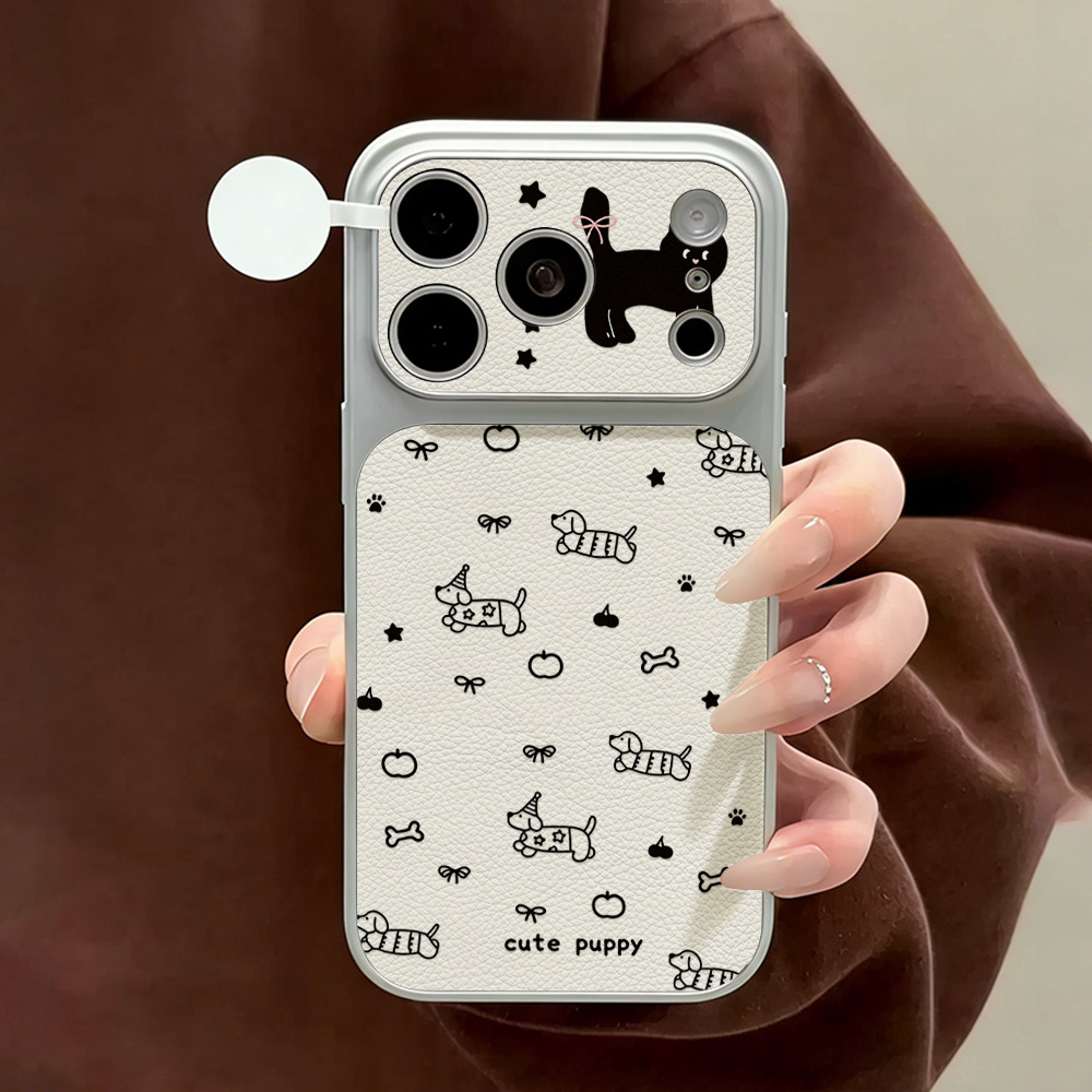 Cute Puppy Leather Phone Case  - Phone Cases That Cover The Camera のレビューと価格