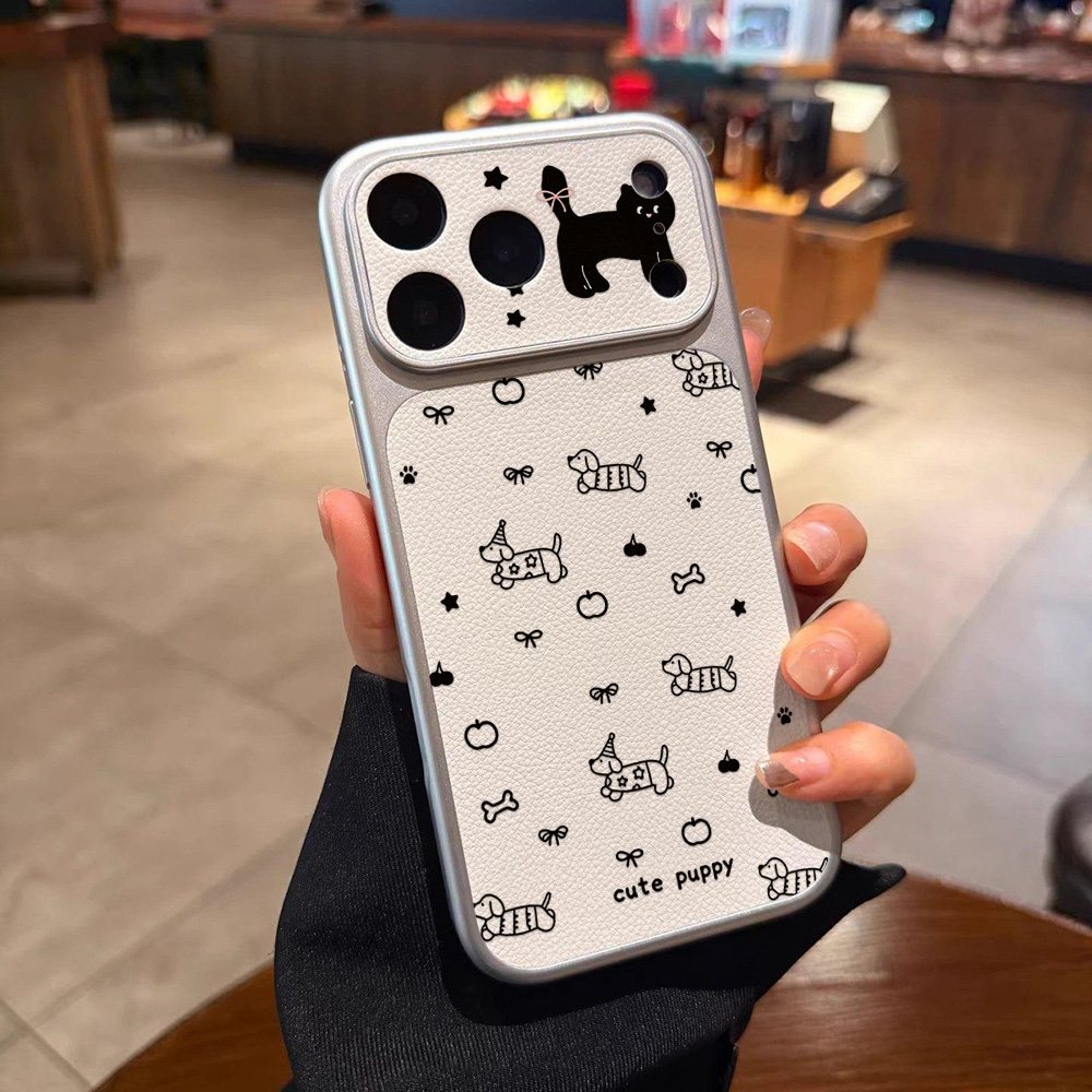 Cute Puppy Leather Phone Case  - Phone Cases That Cover The Camera のレビューと価格