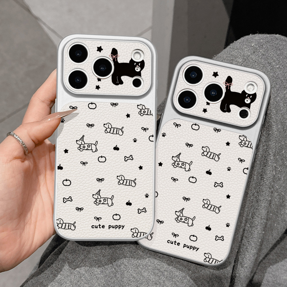 Cute Puppy Leather Phone Case  - Phone Cases That Cover The Camera のレビューと価格