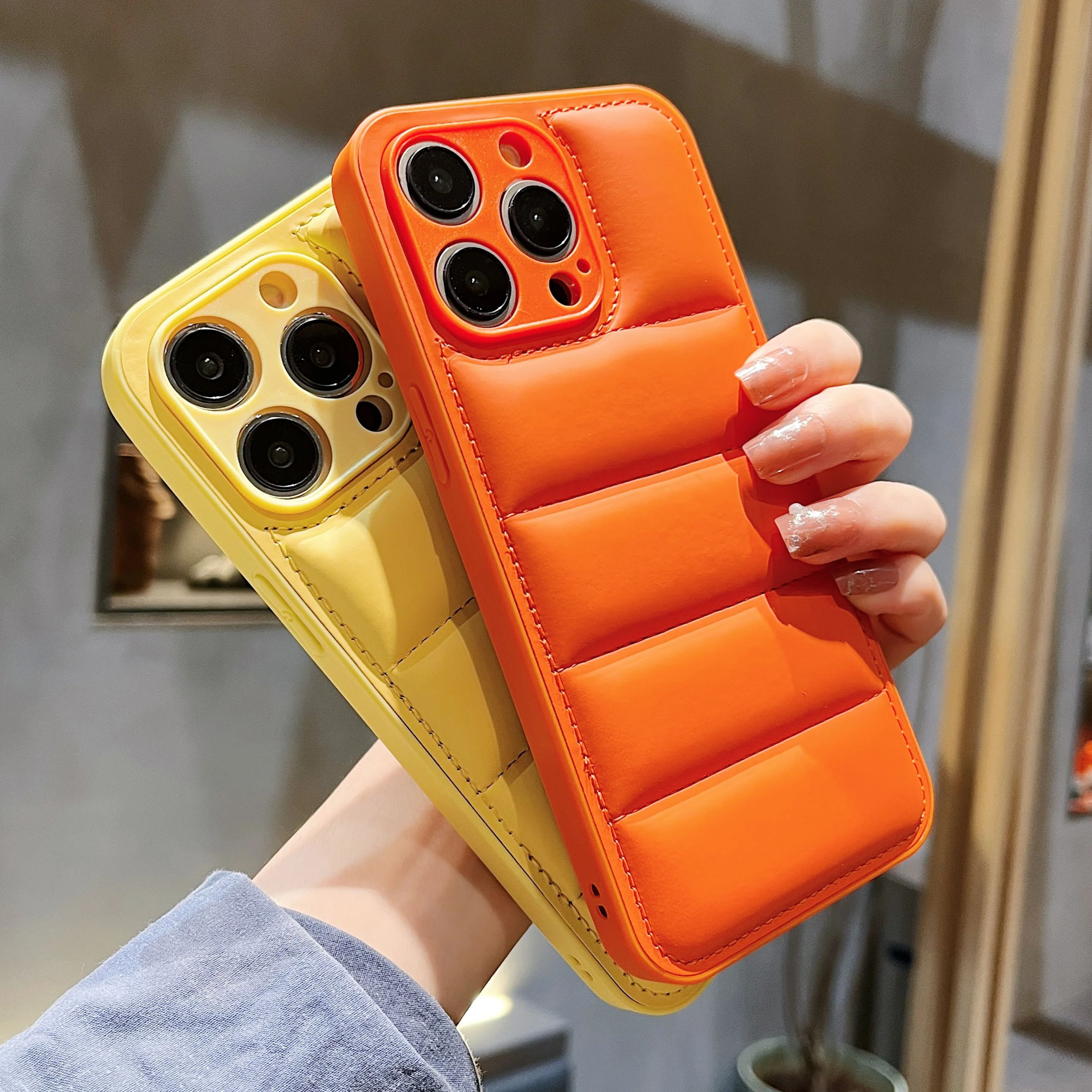Solid Color Down Jacket Patter - Phone Cases That Cover The Camera のレビューと価格