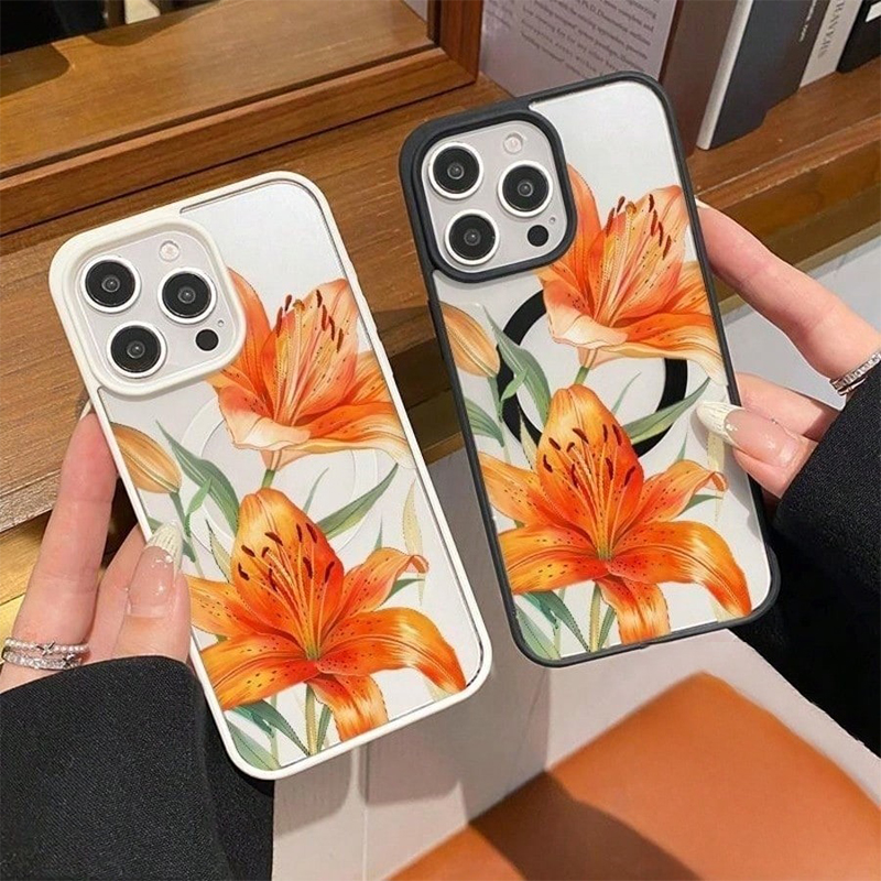 Orange Lily-Patterned Magnetic - Phone Cases With Magsafe のレビューと価格