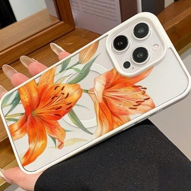 Orange Lily-Patterned Magnetic - Phone Cases With Magsafe のレビューと価格