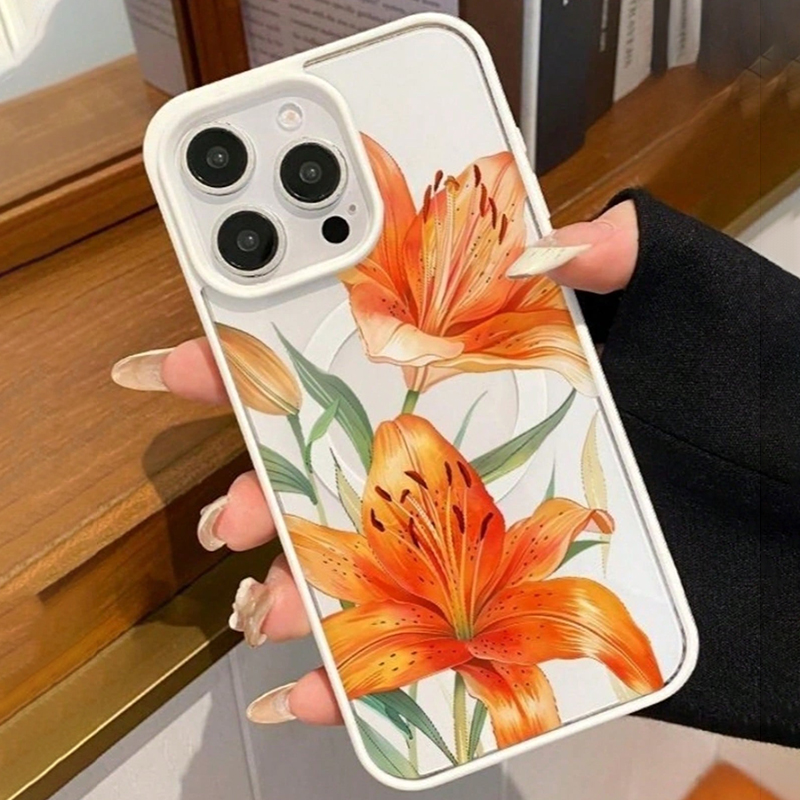 Orange Lily-Patterned Magnetic - Phone Cases With Magsafe のレビューと価格